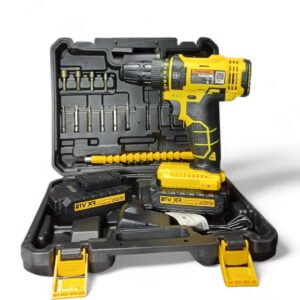 Taladro atornillador 2 baterias 21v kit completo; puntas, mechas y alargue