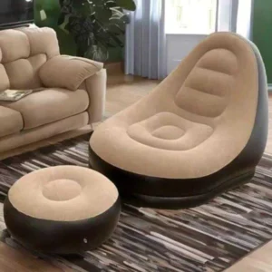 Sofá inflable tipo sillón puff con apoya pies