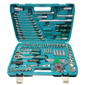 Caja de tubos 121PCS con llaves fijas cromo vanadio 1/2, 1/4, 3/8