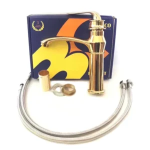 Canilla monocomando cierre cerámico vintage dorada