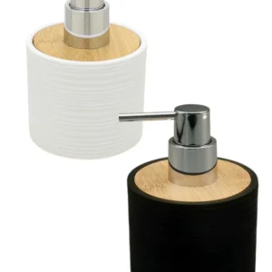 Dispenser dosificador acrílico tapa bambú