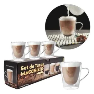 Set tazas x4 Macchiato doble capa acrílico