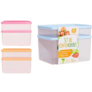 Set de tupper contenedores herméticos reforzados 1.5lts y 3lts